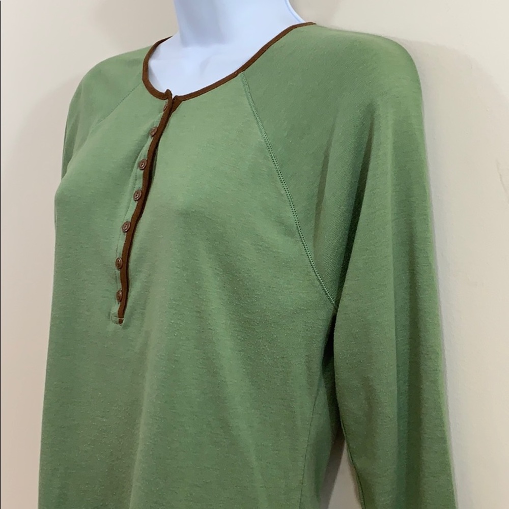 Lauren Ralph Lauren Faux Leather Trim Shirt  Sz L - Picture 3 of 8